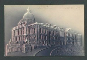 Ca 1904 Post Card Boston MA State House Purple Tint Airbrushed Embossed