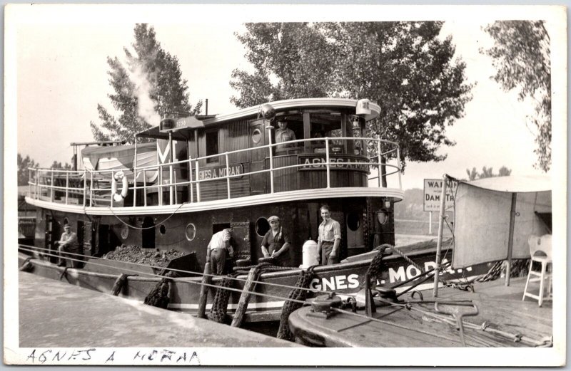 1940's Tug Boat Grace Morgan Steamboat Gov. Bodwell Real Photo RPPC Postcard