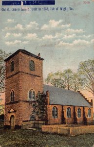 J83/ Isle of Wight Virginia Postcard c1910 Old St Luke's Church 490