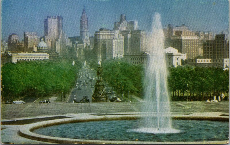 Vtg Benjamin Franklin Parkway Philadelphia Pennsylvania PA Postcard