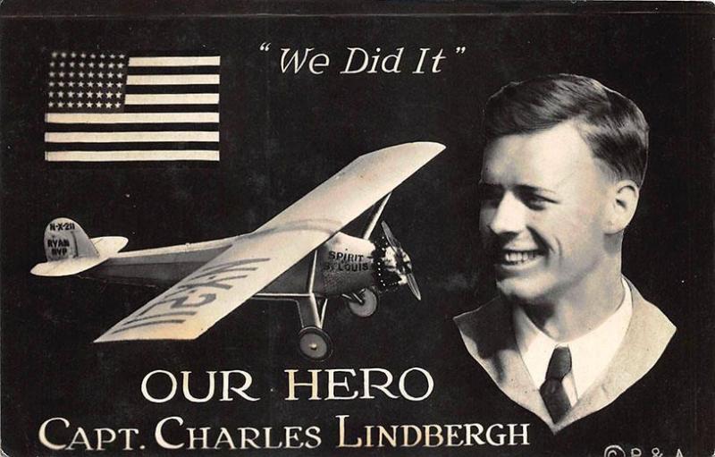 Capt. Charles Lindbergh We Did It Spirit of St Louis Message RPPC Postcard