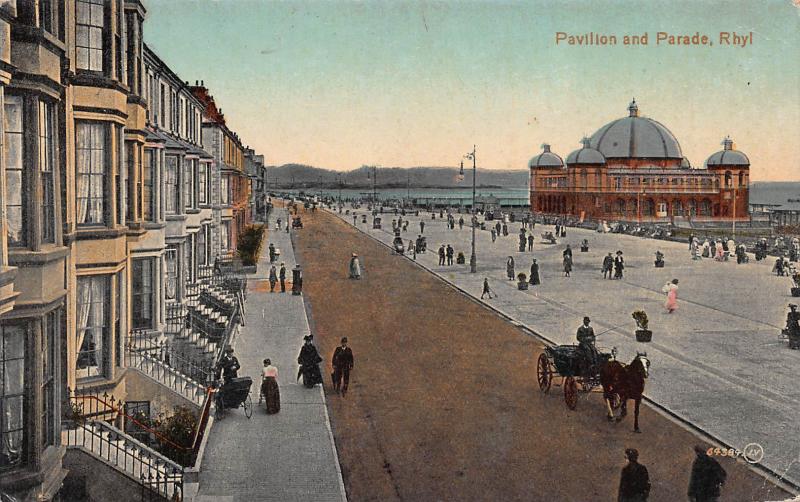 Pavilion and Parade, Rhyl, Wales, Great Britain, Early Postcard, Unused