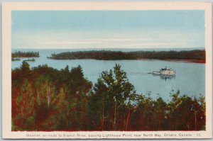 Steamer en route French River North Bay Ontario ON Canada PECO Postcard H73