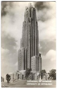 RPPC Postcard Cathedral of Learning University Pittsburgh PA 1938