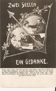 Couple. Romance.  Two souls A Tought  Old vintage German photo postcard