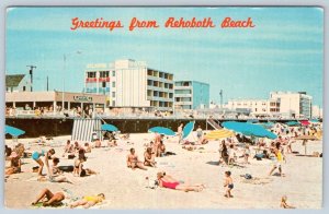 1950-60's GREETINGS FROM REHOBOTH BEACH DELAWARE ATLANTIC SANDS MOTEL POSTCARD