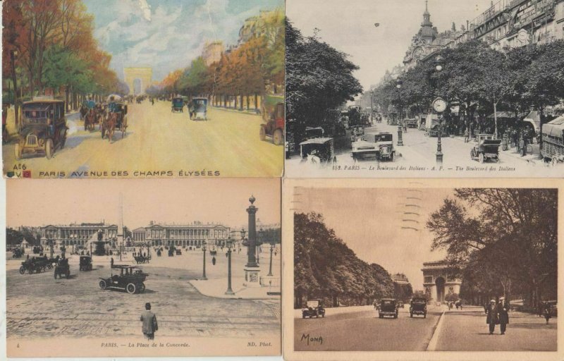 PARIS CARS AUTOMOBILES IN STREET LIFE VIE DANS LA RUE 1000 CPA (mostly pre-1940)