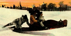 Vtg Postcard 1911 Montreal - Tobogganing on Mount Royal