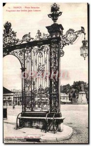 Old Postcard Nancy Place Stanislas Fragment grilles Jean Lamour