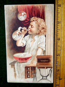 1880s Girl Blowing Bubbles S.A. Young, Lexington, KY Domestic Sewing Machines F6