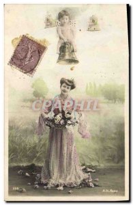 Postcard Old Bell's Women's Angel