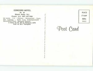 Unused Pre-1980 CONCORD MOTEL & RESTAURANT Mt. Mount Holly NJ s5706-23