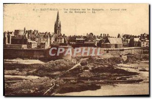 Postcard Old Saint Malo Vue Generale on the Ramparts