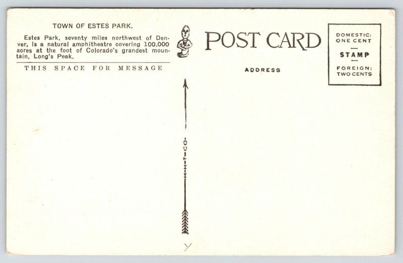 Estes Park Colorado~Birdseye Panorama~Main Street Stores~c1910 Postcard 