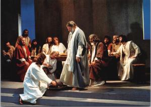 Jesus Washing Feet Passionsspiele Oberammergau 1990 Christianity Postcard D53