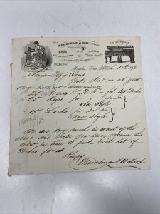 1873 Merriman & Willcox Pianos Sewing Machines Letterhead Handwritten Ephemera