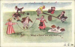 PCK P.C.K Adults Having Fun in Park Playing 1905 Used Postcard
