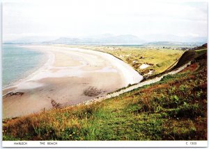 VINTAGE POSTCARD CONTINENTAL SIZE THE BEACH AT HARLECH GWYNEDD WALES U.K.