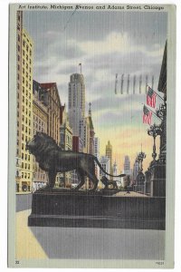 Chicago, Illinois to Wheeling, West Virginia 1947 Linen Post Card, Art Institute