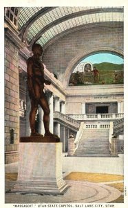 Vintage Postcard 1920's Massasoit Statue by Cyrus Edwin Dallin Salt Lake City UT