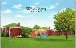 1940s Georgia Motor Court U.S. Route 1 Augusta GA Postcard