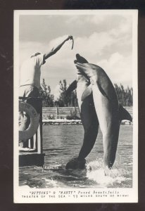 RPPC MIAMI FLORIDA DOLPHINS FEEDING PORPOISE VINTAGE REAL PHOTO POSTCARD