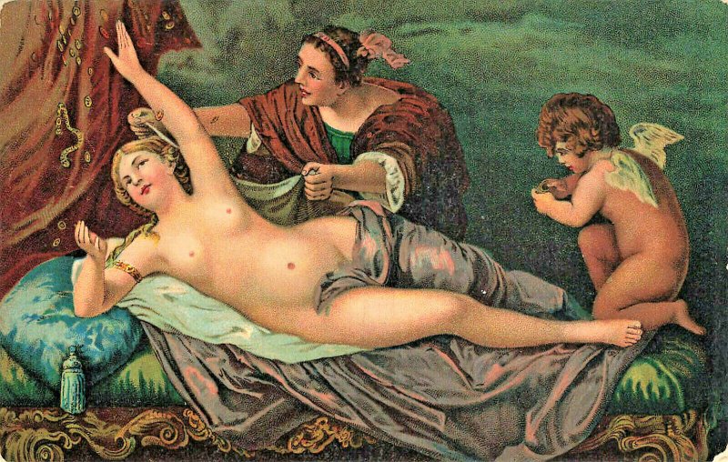 Stengel & Co. Antonio Allegri Artist Beautiful Semi-Nude Woman Reading Postcard