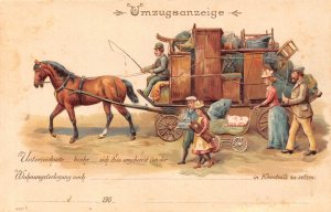 Notification of change of address Horse Drawn Cart Family embossed postcard C360