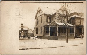 Bucyrus Ohio RPPC Home Winter Snow 1907 to Hetrick in Waukegan Postcard W5