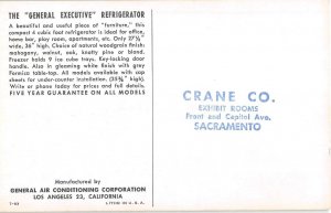 Mid-Century Modern General Executive Refrigerator Advertising 1950s Postcard