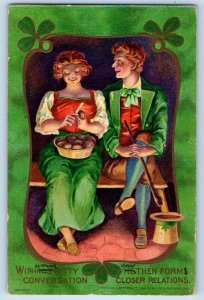 Oklahoma OK Postcard St. Patrick's Day Irish Couple With Witty Conversation 1908