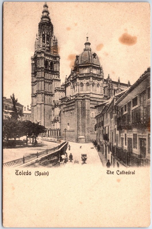 VINTAGE POSTCARD THE CATHEDRAL STREET SCENE TOLEDO SPAIN c. 1900 [marks on rear]