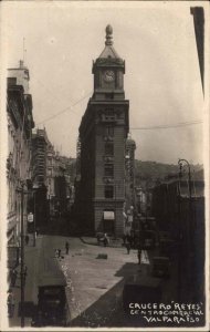 Chile? Valparaiso Crucero Reyes Centro Comercial c1915 Real Photo Postcard