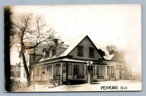 PERKINS QUE CANADA GAS STATION COCA COLA SIGNS VINTAGE REAL PHOTO POSTCARD RPPC