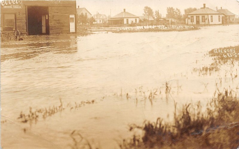 J3/ Gregory South Dakota Postcard RPPC c1910 5in Rain Flood Disaster 171