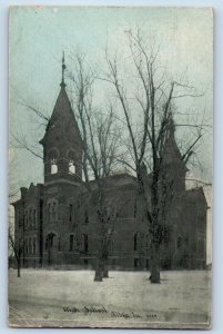 Albia Iowa IA Postcard High School Exterior Building View c1910 Vintage Antique