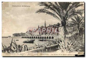 Old Postcard Collection Artistic Menton City and Pier between