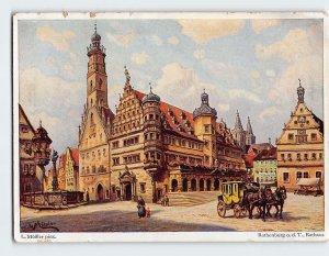 Postcard Rathaus By L. Mößler, Rothenburg ob der Tauber, Germany