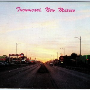 c1960s Tucumcari, NM Route 66 Dawn Main St Downtown Postcard Daddy O Payne A91