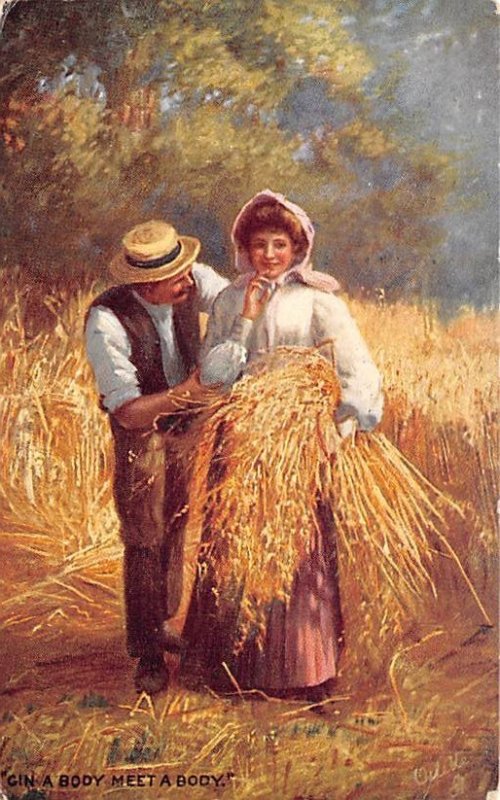 Man and Woman Holding a Batch of Wheat Farming 1908 