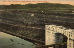 Panama Canal Dam From Lighthouse c1910 Postcard