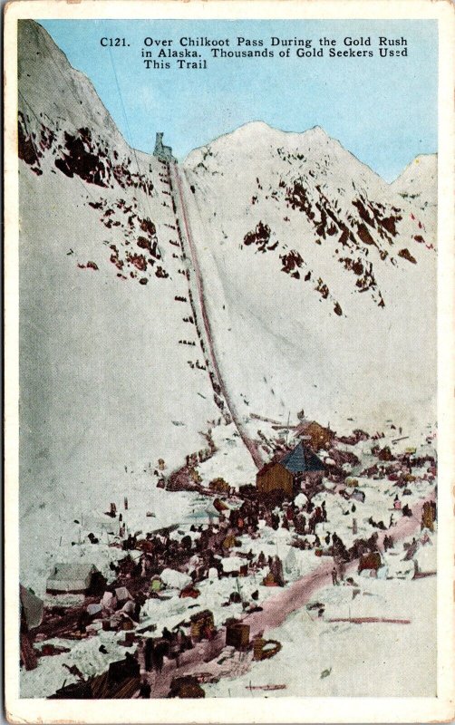 Vtg Alaska AK Over Chilkoot Pass Gold Rush Trail Postcard