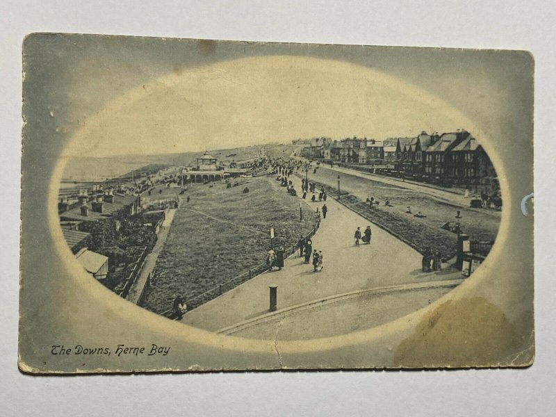 POSTED 1911  VINTAGE POSTCARD - THE DOWNS HERNE BAY (KK1322)