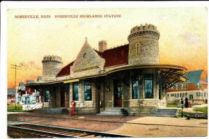 SOMERVILLE MA - Somerville Highlands Railroad Station - 1908