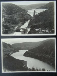 Wales 2 x Bird's Eye View ELAN VALLEY Dam & Reservoir RP Postcard by P.B. Abery