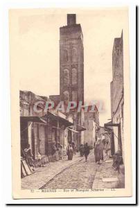 Morocco Meknes Postcard Old Street and mosque Sebarine