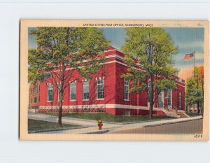 Postcard United States Post Office, Middleboro, Massachusetts