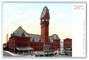 c1905 Polk Street Depot, Chicago Illinois IL B. Sebastian Antique Postcard 