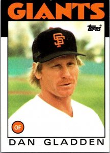 1986 Topps Baseball Card Dan Gladden San Francisco Giants sk10754