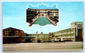 MIAMI, Florida FL ~ Roadside GOLD DUST MOTEL Pool c1950s Biscayne Blvd Postcard